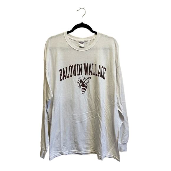 Vintage 2XL Baldwin Wallace Yellow Jackets white brown long sleeve t-shirt - Picture 1 of 7